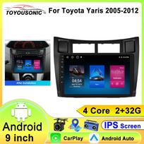 Intelligent Screen 2din Android 13 Car Radio Multimedia Video Player for Toyota Yaris 2005-2012 GPS Carplay Auto RDS 4 core 1GB+32GB carplay blue