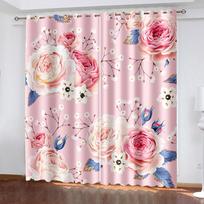 Floral Blackout Curtain 2 Panels for Women Girls Bedroom Thermal Insulated Window Curtain Living Room Drapes Decor  Cortinas W132cm x H160cm&Hook