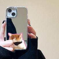 Mobiliųjų telefonų dėklai iPhone 11 13 XR 15 Pro Max 12 14 Pro Max Case iPhone 16 XS Max veidrodinis apsauginis dėklas Veidrodis išskirtinis animacinis filmas, atsparus vandeniui iPhone 11 Pro Max sidabro smėlio spalvos