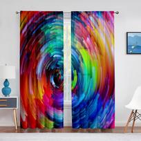 Psychedelic Multi Colour and Trippy Art Curtain for Living Room Bedroom Decor Cloth Curtains Room Kitchen Window Treatment 2pcs (W50cmxH50cm)x2&Rod Pocket black