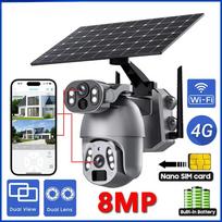 8MP 4G saulinė lauko stebėjimo kamera su ekranu, dvigubu PIR žmogaus aptikimu, automatiniu sekimu, 360° PTZ IP CCTV saugumo kamera Only WIFI Camera