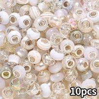 10/20/30pcs Resin White European Large Hole Bead Bulk Jewelry Making Large Hole Spaced Bead Pendant Bracelet Making Necklace Pen DIY Craft 10pcs