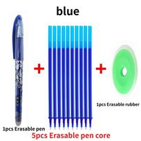 0,5 mm mokyklinis biuro rašiklio pildiklis ištrinamų rašiklių rinkinys 5/50 vnt. trintukas mėlynas juodas plaunamas 1Pen+5Refill+1Eraser mėlyna