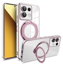 „Redmi Note 13 Pro Plus“ 4G 5G „Xiaomi Poco X6 Pro X6 13T Magsafe“ permatomas žiedinis stovo belaidžio įkrovimo magnetinis dangtelis. for Note13Pro Plus rožinio aukso spalvos