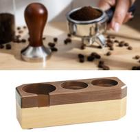 Espresso tamperio stotelė, riešutmedžio ir buko mediena 3 skylės kavos laikiklio stovas kavinei, barui