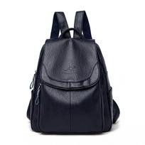 Naujos moteriškos kuprinės Minkšta oda Madingas nugaros krepšys Gamintojas Moteriški Kelioniniai Krepšiai Mochilas Mujer Kuprinės Didelės talpos mokyklinis krepšys tamsiai mėlyna spalva