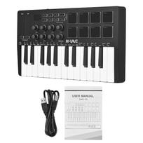 M-VAVE 25 klavišų MIDI valdymo klaviatūra Mini nešiojama klaviatūra MIDI valdiklis 25 greičiui jautrūs klavišai 8 RGB apšviestos pagalvėlės 8 rankenėlės juoda