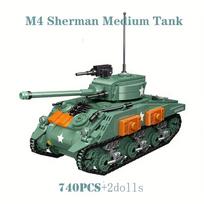 740 vnt. karinis M4 vidutinio tanko modelis konstruktoriai žaislai vaikams DIY kolekcija dovana 1pc Tank+2pcs Figures
