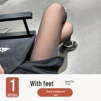 Moteriškos juodos pliušinės kojinės: Storos žieminės tamprės, pilkas vientisas kostiumėlis, permatomos pėdkelnės 80g thin version, with legs, one size juoda