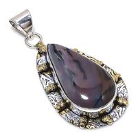 Montana Agate 925 Sterling Silver Jewelry Two Tone Pendant 2.36  Y3i67