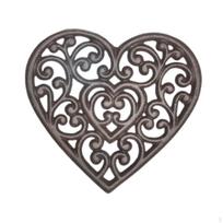 Ketaus padėkliukas, karščiui atsparus metalinis padėkliukas puodui, keptuvei, arbatinukui, tvirtas plokštelės padas virtuvei Heart gray