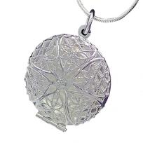 Women Photo Locket Hollow Round Pendant Snake Chain Necklace Gift ARI gray