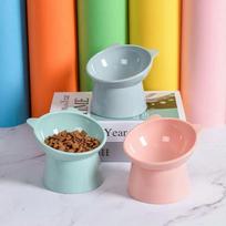 Aukštos kojelės katės ir šuns dubenėlis, apsaugotas nuo apvirtimo, pasviręs kaklo apsaugai, mielas vandens ir maisto indelis Pet Bowl - Light Blue (Single Pack) orange