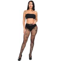 Retro tatuiruotės nėrinių tinklinės kojinės: Mažos tinklinės pėdkelnės moterims 3038 One Size beige