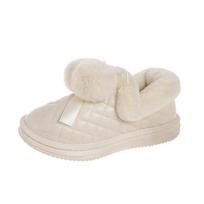 Women 2024 winter new hairball short tube lozenge bread shoes plus cashmere thickened warm cotton shoes women 36 white