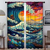 Blackout Curtain for Room 2 Panel Wave Partition Modern Living Room Curtains Tulle for Bedroom Home Interior Curtains Shades W50xH70cmx2pcs-CL