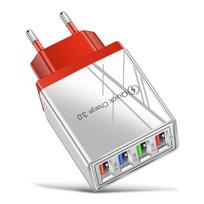 Smart 4-Port USB Charger - 5V 3A, European Standard, Multi-Function Travel Charger for Mobile Phones & Tablets null raudona