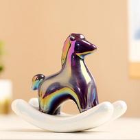 Creative Rocking Horse Ceramic Ornaments Simple Home Living Room Office Decoration Porch Desktop Tea Pet Crafts Home Decoration