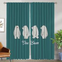 Cute Baer Window Curtain for Room 2 Panel Shades Partition Elegant Room Curtains Home Interior Curtains Halloween Decoration W50xH70cmx2pcs-CL