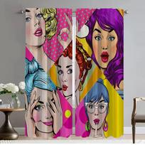 Pop Art Curtains Child Room Blackout Curtain for Room 2 Panel Tulle for Bedroom Partition Halloween Decoration Shades Living W50xH70cmx2pcs-CL