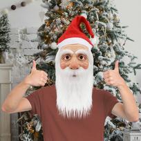 Kalėdų Santa Latekso Kaukė Tas pats Latekso Galvos Apdangalas Balta Barzdota Santa Kaukė Rekvizitas One Size