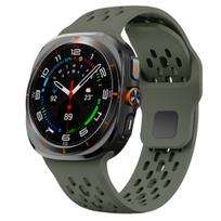 Sport Silicone Straps For Samsung Galaxy Watch Ultra Strap 47mm Accessories breathable correa Bracelet Galaxy Watch 7 ultra band Galaxy 47mm armijos žalia spalva