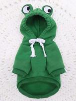 1PCS Cute Frog Pet Sweater for Small and Medium Dogs - Green Dog Hoodie with Fun Design - Keep Your Pup Cozy and Stylish M žalia