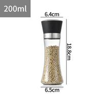 180/200ML Pepper Grinder Stainless Steel Glass Spice Bottle Salt Mill Manual Household Kitchen Gadgets black