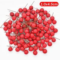 1000/50x Mini Dirbtinės Uogos Raudonos Netikros Uogos Vyšnia Kuokeliai Kalėdoms DIY Gėlių Vainiko Papuošalas Naujųjų Metų Vakarėlio Namų Dekoravimas 50PCS