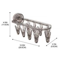 Clothes Drying Rack Laundry Foldable Drip Hanger with 9 Clips Wall Mounted Suction Cup Clothespins for Socks Gloves Towels M&9 gray