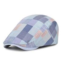 Womens Mens Teens Beret Flat Newsboy Hat Adjustable Irish Cabbie Gatsby Cap Breathable Driving Hunting Hat Adjustable mėlyna