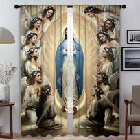 Virgin Mary Blackout Curtains for Camera Halloween Decoration Modern Living Room Curtains 2 Pieces Partition Shades Curtain Home W50xH70cmx2pcs-CL