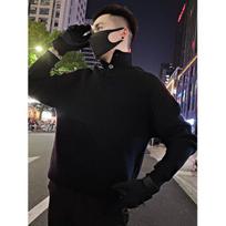 Hong Kong Style Autumn and Winter Mock Neck Sweater Men's Loose Pure Color Thickened Mid-Neck Sweater Korean Style Student Trendy Sweater M juoda