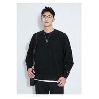 Hong Kong Style Long Sleeve Wool Sweater Men's and Women's Loose-Fitting Casual round-Neck Pullover Sweater Men's Cotton Knitwear M juoda