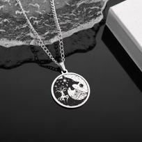 Retro Pop Punk Pirate Vikings Sun Moon Wolf Head Necklace Celtic Tree of Life Lucky Amulet Gift Pendant sidabras