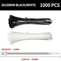 1000 PCS Self-locking Cable Tie,Nylon Tie,Zip Ties White/Black Plastic Strong Snap High Temperature Resistant Twine Tie Wire Tie Black(1000PCS)