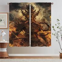 Bedroom Blackout Curtains for Living Room Horse Head Guanyin Window Blinds Curls Partition Beaded Curtain Tiebacks Blind Kitchen W50xH70cmx2pcs-CL