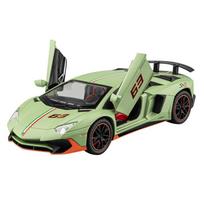 1/22 Lamborghini LP780 Sports Car Alloy Diecast Metal Model Sound Light Toy Home Interior Decoration Birthday Present for Boys žalia