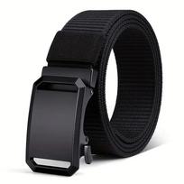 Vyriškas Diržas Automatinė Metalinė Sagtis Nailono Juosta Lauko Darbo Taktinis Diržas Be Dantukų Automatinė Sagtis Laisvalaikio Sportinis Drobės Diržas 125cm black