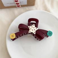 Fashion Bowknot Hair Claw Shark Clip Retro Solid Color Hairpins for Womens Temperament Hair Clips Female Headdress Gifts One Size