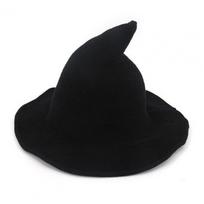 Helovino raganos skrybėlė Elastinga medžiaga Unisex Vientisos spalvos Apsauga nuo saulės Sulankstoma Karnavalas Maskaradas Cosplay Pasirodymas Magas H juoda