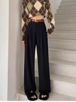 Fashion High Waist Wide Leg Pants Women Spring Fall Baggy Black Trouser Office Ladies Full Length Straight Suit Pant Outwear New S juoda