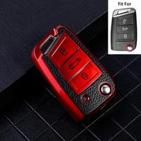 Automobilio rakto dangtelio fob dėklas, skirtas Volkswagen VW Polo Golf 7 MK7 Tiguan Passat Skoda Octavia Kodiaq Karoq Seat Ateca Leon raudona