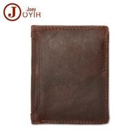 Men's Crazy Horse Leather RFID Business Clutch Wallet šokoladas