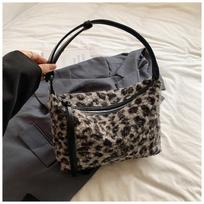 Vintage Leopard Print Fluffy Small Bag Women'S Fashion Fluffy Dumpling Bag Season Commuter Armpit Bag 31*10*19