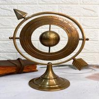 Žalvarinis Armiliarinis Sferas su Saulės Laikrodžio Rodykle Jūrinis Jūreivystės Astrolabas Graviruoti Astrologiniai Zodiako Ženklai Gaublys Namų Dekoratyvinis brown
