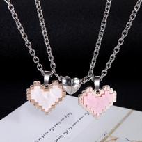 Mozaikinė magnetinė Valentino dienos meilės širdelės formos pakabuko vėrinys, universalus pakabukas, madingas papuošalas, mielas poros vėrinys 1PC gray
