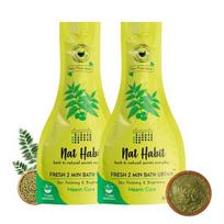 Nat Habit Fresh Neem Cure Bath Ubtan, 2 minučių kūno šveitiklis odos šviesinimui ir valymui, kūno spuogų kontrolė ir pigmentacija (Pakuotė iš 2 x 80g)