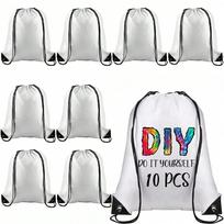 10pcs Blank Sublimation Drawstring Bags Drawstring Backpack Bulk Heat Press Reusable Sublimation Bags, Foldable Storage Bag for DIY Craft Operation 10 pcs