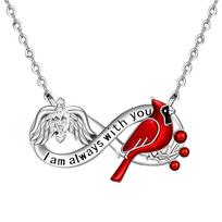 Charm Personalized Fashion Jewelry with Dainty Chain and Clasp Ladies' Necklace Red Silhouette Design Angel Wings Exquisite Infinity Pendant sidabras